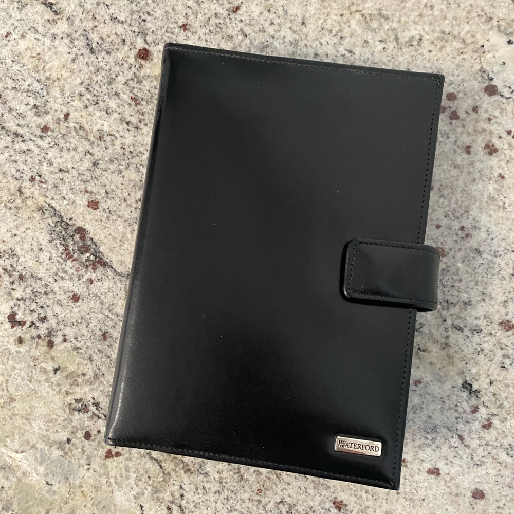 Waterford black leather refillable agenda book
